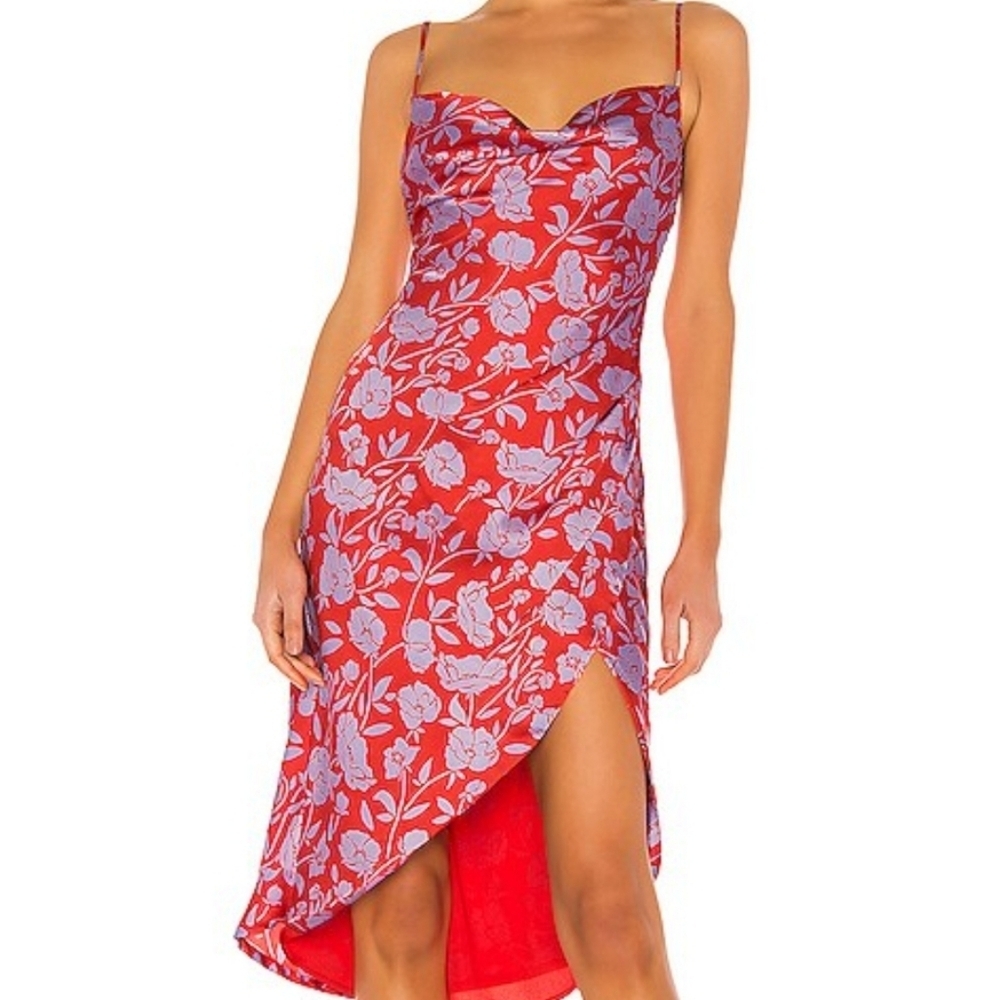 Lover + Friends Floral Red Spaghetti Strap Dress